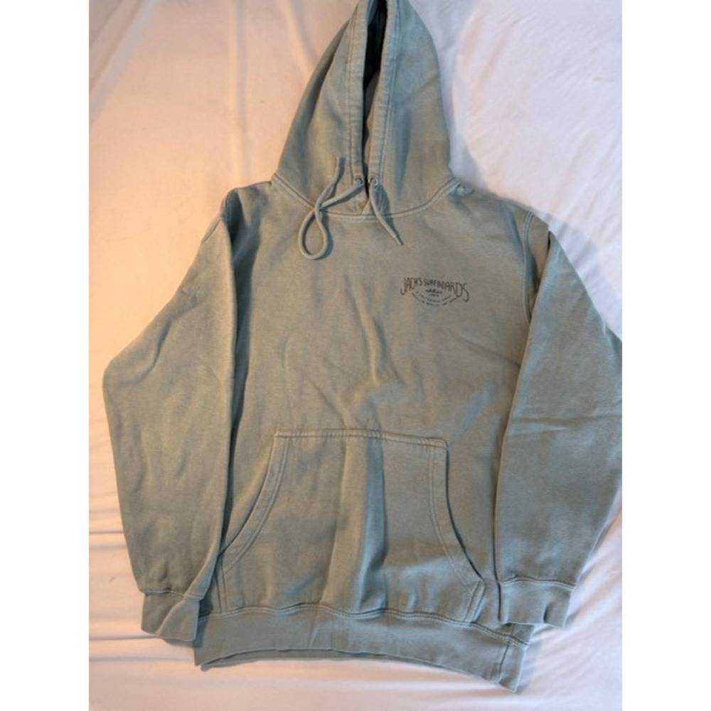 Jacks Surfboards Mens Faded Green Graphic Pullover Hoodie Sweatshirt